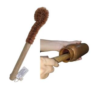 Cepillo de limpieza con mango de madera y cerdas de coco, mango largo de 27 cm, impermeable, portátil, para limpieza del hogar, con lazo para colgar, para limpiar botellas - Product Image 6
