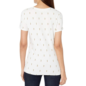 Camiseta de algodón informal de primera calidad para mujer, cuello redondo, cómoda, holgada, ropa de verano - Product Image 2