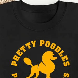 Sweat-shirt à imprimé graphique pour femmes PRETTY POODLES, noir, col rond, décontracté, tendance, streetwear, vêtements personnalisés - Product Image 3
