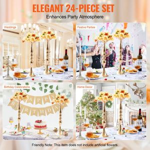 24 pezzi 50cm/19.7 'supporto floreale in metallo dorato per centrotavola da sposa e decorazioni da tavola - Product Image 6