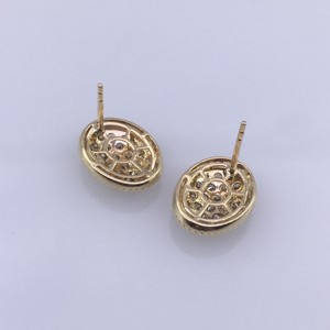 Round Cut Natural Diamond Halo <b>Stud</b> Earrings Ladies 1.43 Cttw 925 <b>Sterling</b> <b>Silver</b> Yellow Plated Prong Set Trendy Wholesale - Product Image 3
