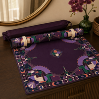 Tapis de Mahjong Américain Personnalisé en Néoprène 33 Pouces Antidérapant Motif Géométrique Art Déco Oiseau Housse de Table Carrée Cadeau Soirée Jeux OEM ODM Vente en Gros