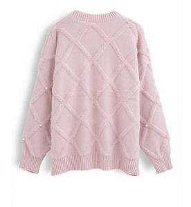 Suéter de Punto con Perlas de Diamante - Suéter de Punto con Rayas Verticales - Jersey de Invierno - Top de Punto Elástico y Suave para Mujer - Product Image 2