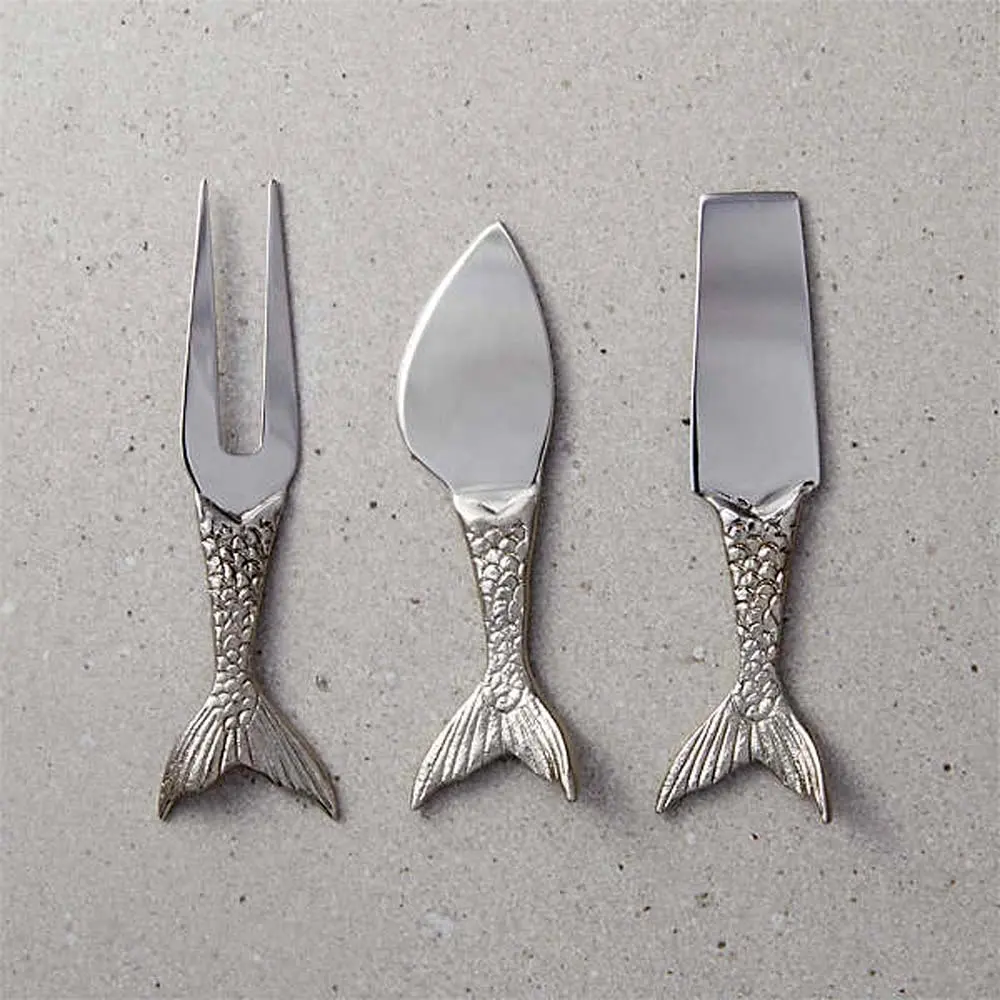 Modern stainless steel wedding Fishing Handle Silver cheese tools set Cheese Knife Butter Spreader Household Gift Item