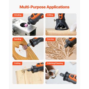 Kit de Herramientas Rotatorias Inalámbricas de 136 Piezas, Mini Grabador Eléctrico Portátil de 8V CC, 5 Velocidades, 5000-30000 RPM, Herramientas Multiusos para Bricolaje - Product Image 6