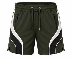 Shorts de sport décontractés noirs pour hommes avec poches zippées, taille à cordon de serrage, tissu écologique à séchage rapide - Product Image 4