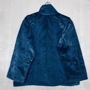Vintage Blue <b>Velvet</b> Floral Embroidered Suzani <b>Jacket</b> Full Sleeve Stand Collar Handmade Bohemian <b>Women</b> Winter Outerwear - Product Image 5
