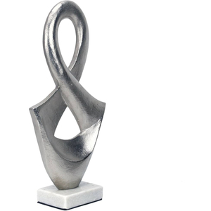 Escultura Metálica Moderna de Lujo con Base de Mármol Blanco, Estatua de Disco de Aluminio con Acabado Plateado para Hogar, Oficina, Sala de Estar - Product Image 2