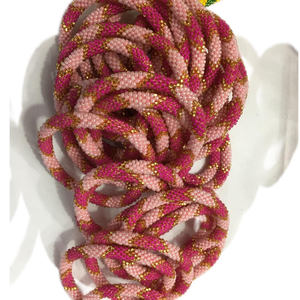 New Arrival Mix Red <b>Crystal</b> & Lampwork Glass <b>Beads</b> Roll Bracelet with Flexible Length and Crochet Flowers Pattern - Product Image 4
