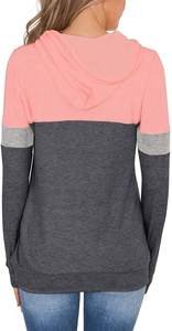 เสื้อฮู้ดดี้เดรสผ้าเทอร์รี่คอตตอนทรงหลวมสำหรับผู้หญิง สีทูโทน แต่งป้ายถักลายโลโก้ตามสั่ง OEM สำหรับฤดูหนาว  แบบสวมหัว  2 สี  ยาว - Product Image 2