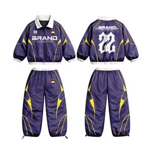 Ensemble de survêtement d'hiver respirant et léger personnalisé, coupe-vent, deux pièces, fermeture éclair réfléchissante, polyester/nylon, veste et pantalon de survêtement - Product Image 1