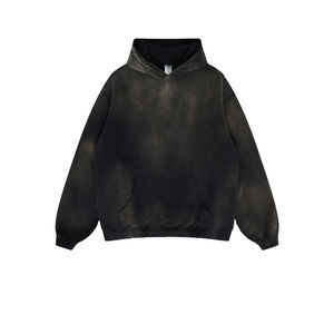 เสื้อฮู้ดดี้โอเวอร์ไซส์ผู้ชาย สีพื้น ผ้าฝ้ายฟอก เฟรนช์เทอร์รี่ สวมใส่สบายๆ สำหรับฤดูใบไม้ร่วง มีกระเป๋า ดีไซน์เรียบง่าย ทรงปกติ - Product Image 4
