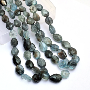 Cuentas facetadas de aguamarina AAA+ de 9x12mm-12x16mm, pepitas naturales de cobre con musgo Offiki, piedras semipreciosas pulidas para la fabricación de joyas. - Product Image 5