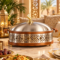 Casserole en bois de luxe avec couvercle et poignée en acier inoxydable, diamètre 33 cm, isolée, durable, écologique, compatible avec toutes les cuisinières, lavage à la main uniquement
