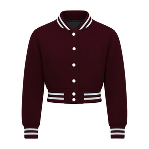 Custom <b>Winter</b> Luxury Women's Cropped College <b>Jacket</b> Chenille Embroidery Letterman Wool Quilted Cotton Lining Varsity Stylish - Product Image 4