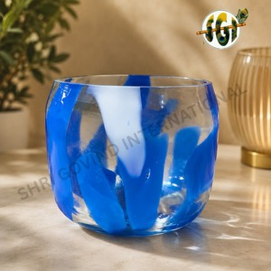 Porte-bougie rond électroplaqué, résistant à la chaleur, durable, décoration d'intérieur, porte-bougie en verre - Product Image 1