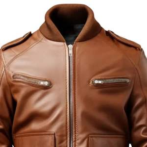High Quality BROWN Cow Skin Formal Leather Jackets Waterproof & Eco-Friendly - Product Image 3