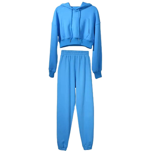 High Quality Custom Logo Women Sweat Suit 2 Piece Set Women's Crop Top <b>Tracksuit</b> Women Casual Wear - Product Image 4
