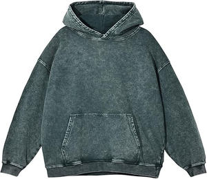 Sweat-shirts d'hiver rétro délavés à l'acide pour hommes et femmes, broderie personnalisée, écologiques, séchage rapide, polaire polyester/coton, coupe oversize décontractée - Product Image 2