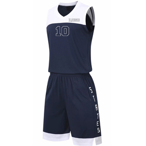 Conjunto de Uniforme de Baloncesto Sublimado Personalizado, Color Azul Marino y Blanco, Cuello en V, Sin Mangas, Absorbe la Humedad, Ajuste Atlético, para Adultos, Nombre del Equipo STATES 10 - Product Image 2