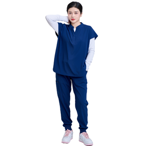 HOT SELLING Hospital Medical Clothing Rayon/PE/Spandex Fashionable medical <b>scrubs</b> sets women nurse wide leg FMF factory uniform - Product Image 1