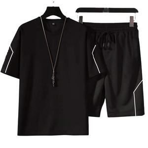 Nouveaux ensembles tendance pour hommes, deux pièces, 100% coton, shorts et t-shirt décontractés, style streetwear, 2 pièces - Product Image 1