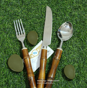 RFCraft Ensemble de couverts en bambou classique comprenant une fourchette à salade cuillère à soupe couteau à fromage couverts pour hôtels restaurants utilisation en cuisine - Product Image 2