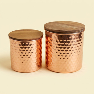 Premium 4-Piece Rose Gold Kitchen Storage Set Vintage Copper Metal Bread <b>Bin</b> And Tea Coffee Sugar Canisters With Airtight <b>Lids</b> - Product Image 6