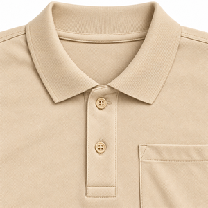 Light <b>Blue</b> <b>School</b> <b>Polo</b> <b>Shirt</b> Long Sleeve Uniform With Chest Pocket Custom Logo for Students - Product Image 4