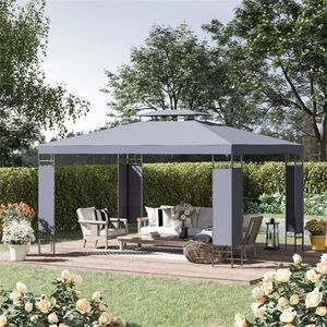 Gazebo de patio autoportant en métal avec moustiquaire, 12,9 pi x 9,6 pi, avec structure thermolaquée - Product Image 1