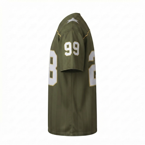 Custom Olive Green Football Jersey Vintage Striped <b>Athletic</b> Team Uniform Wholesale Retro Sportswear Breathable Activewear 100% - Product Image 4