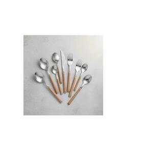 Ensemble de couverts en métal contemporain et élégant avec manche en bois, fourchette, cuillère et couteau pour maisons de luxe - Product Image 5