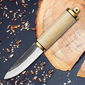 Couteau de cuisine moderne forgé à la main, lame en acier inoxydable, manche en os, étui en cuir - Product Image 6