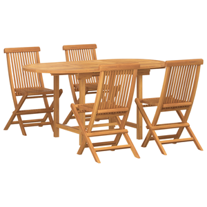 Set da pranzo da giardino in legno massello Teak 5 pezzi - Product Image 2