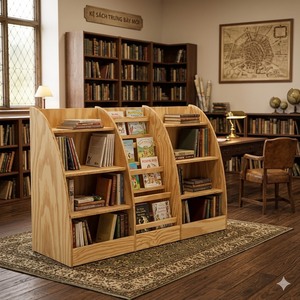 Vietnam Factory Best Price Extra Large 4 Tier Living Room Bedroom Bookshelf American Pine Plywood <b>Solid</b> <b>Wood</b> Smooth Edge Casual - Product Image 1