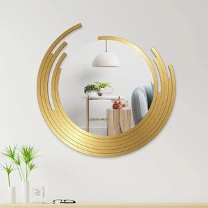 Asymmetric Golden Finish Scandinavian Beveled Edge Wall <b>Mirror</b> Designer Modern Decorative <b>Irregular</b> Shape Luxury Bathroom Home - Product Image 2