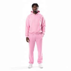 Ensemble veste et pantalon coupe-vent 2 pièces DCY personnalisé à capuche, manches longues, color block, polyester/coton, pour sports de plein air et course à pied - Product Image 1