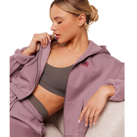Ensemble jogging pour femme, sweat à capuche violet zippé, pantalon de survêtement court, tenue streetwear décontractée deux pièces