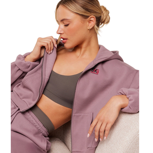 <b>Women's</b> Purple Zip Up Hoodie <b>Jogger</b> Set Cropped Hoodie Sweatpants Two Piece Streetwear Lounge <b>Outfit</b> - Product Image 4