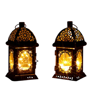 High Black Metal Candle <b>Lantern</b> Stainless Steel Hanging Decorative <b>Hurricane</b> <b>Lantern</b> For Indoor Outdoor Home Garden And Events - Product Image 2