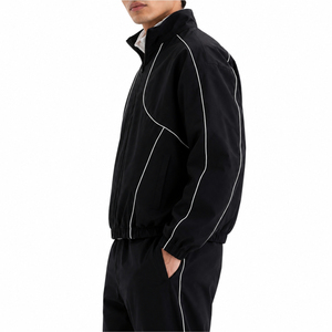 <b>Men</b> Black Oversized Streetwear Track <b>Jacket</b> Comfortable Everyday Wear Lightweight Casual Outerwear Relaxed Fit Track <b>Jacket</b> - Product Image 3