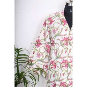 Chemise indienne imprimée la plus vendue avec ceinture à nouer, robe longue faite main indienne, chemise longue décontractée avec manches kimono larges, ethnique - Product Image 2