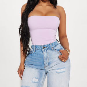 Top Corto sin Tirantes para Mujer, Ligero, con Logotipo Personalizado, Ajustado, Elástico, Deportivo, Tejido de Punto, Bordado Sólido, Tela Suave - Product Image 1