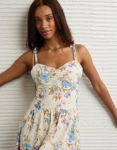Robe midi moulante en coton pour femme, anti-statique, à motif floral, col en V, décontractée, sexy, taille naturelle, style soirée, respirante - Product Image 3