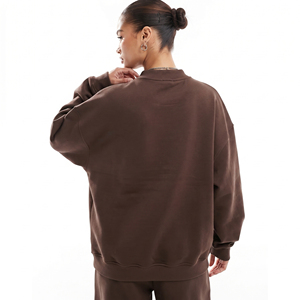 <b>Women</b> Drop Shoulder Sweatshirts 100% Cotton Fleece Puff Print Sweatshirt Ladies Crew Neck Oversized Puff Printing Sweat <b>Shirts</b> - Product Image 2