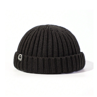 Casquette Docker Vintage Unisexe en Denim Tricoté Côtelé, Bonnet Court, Étiquette Personnalisée, Idéal pour Fêtes et Cyclisme, Ajustement Réglable, Couleurs Personnalisables, Style Décontracté