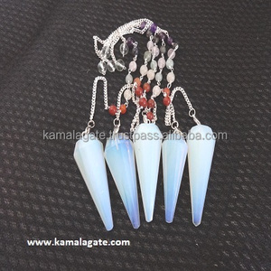 Vente en gros de pendules de radiesthésie faits à la main en agate jaune naturelle, chaîne des sept chakras, pierre semi-précieuse, guérison Reiki - Product Image 5
