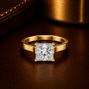 Anillo de Compromiso Solitario con Diamante Cultivado en Laboratorio, Corte Princesa, DEF VVS, Certificado IGI, Oro Sólido de 14K, Anillo de Boda Clásico, Venta al Por Mayor OEM - Product Image 1