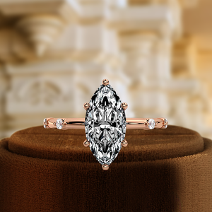 Anillo Certificado IGI de 1 Quilate, Anillo de Compromiso con Corte Marquesa, Anillo de Boda con Diamantes, Anillo de Oro Blanco y Amarillo de 14K, el Mejor Regalo para Pedida de Mano - Product Image 3