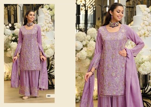 Última Colección de Salwar Kameez Hevey Chinon Bordado, Listo para Usar, con Trabajo en la Parte Delantera y Trasera, para Fiestas de Adultos, NUEVO DISEÑO - Product Image 3